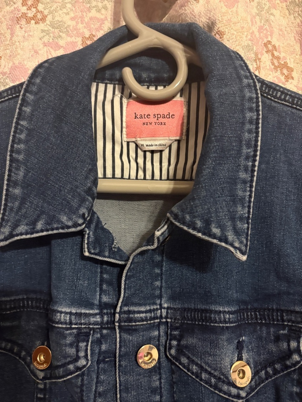 kate spade Dark Blue Denim Jacket with Gold Buttons - Picture 2 of 3